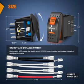 Nilight UTV Winch Rocker Switch Momentary On Off On 7 PIN DPDT LED Light Bar Switches with Orange Backlit 12V 24V Toggle Switches with Jumper Wires Set for ATVs UTVs Cars Trucks RVs