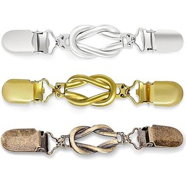 3 Pcs Elegant Sweater Clips Cinch Clip, Vintage Dress Clips Back Cinch, Waist Cincher Shirt Clip for Women Clothing Shawl, Cardigan Dress Tightener Clip (Gold, Silver, Bronze)