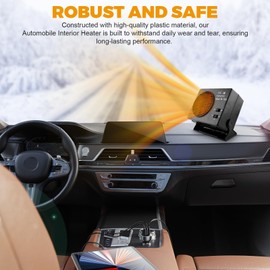 Portable Car Heater, Car Defroster Windshield Heater 12V Automobile Interior Heaters for Vehicle Car Defroster Heater 300W Ceramic Car Fan Heater Windshield Defroster Heater Black