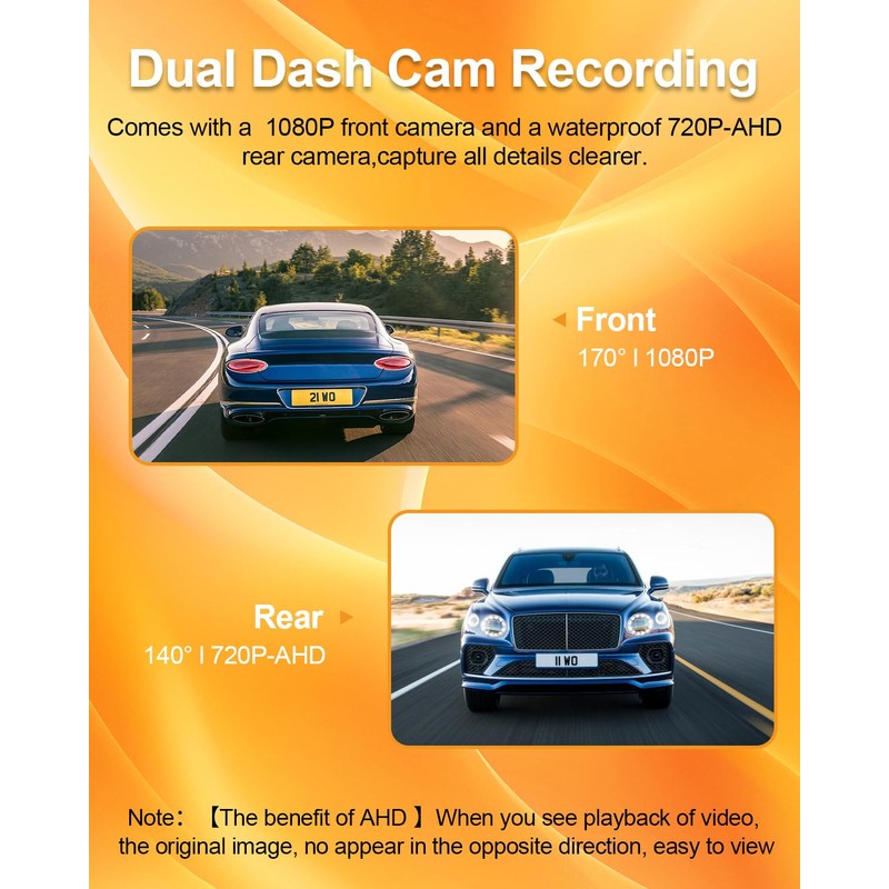 Dash Camera for Cars,1080P Dash Cam Front and Rear with
