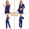 SWOMOG Women's 4pcs Satin Silky Pajama Set Long Sleeve Button