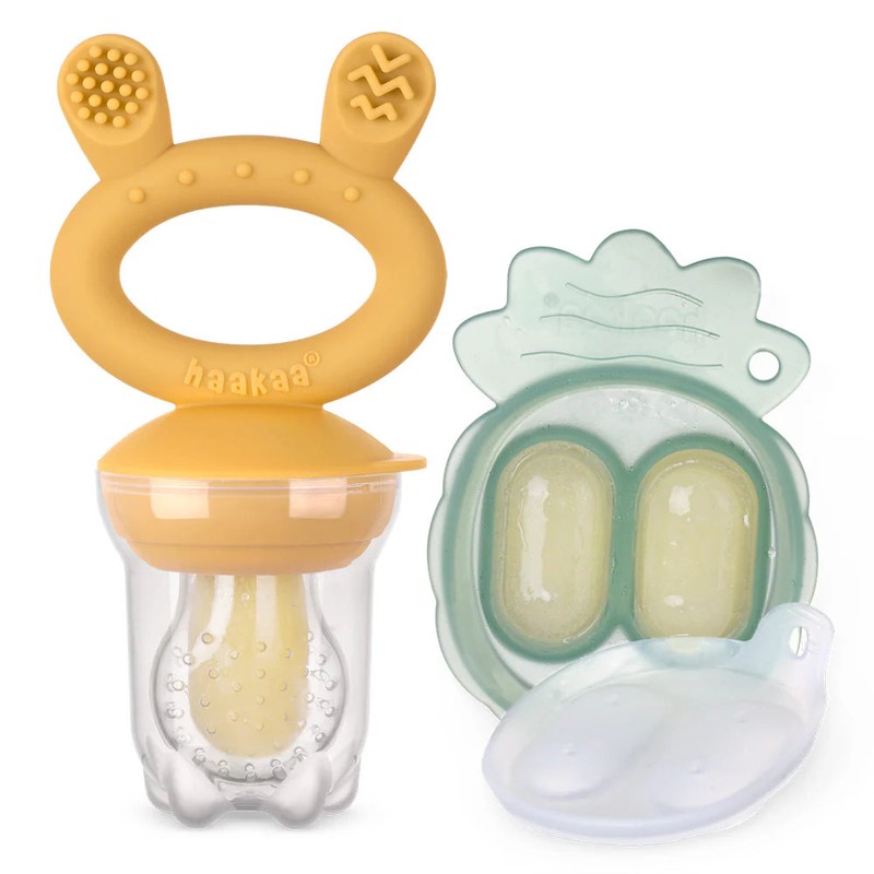 Haakaa Fresh Food Feeder with Mini Nibble Tray, Lavender/Pea Green