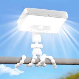 Thumok Motion Sensor Outdoor Lights with Flexible Octopus Tripod - 600LM Solar Sercurity Lights Waterproof, Dual Charging Solar Ourdoor Light for Camping,Fence, Patio (1Pack White)