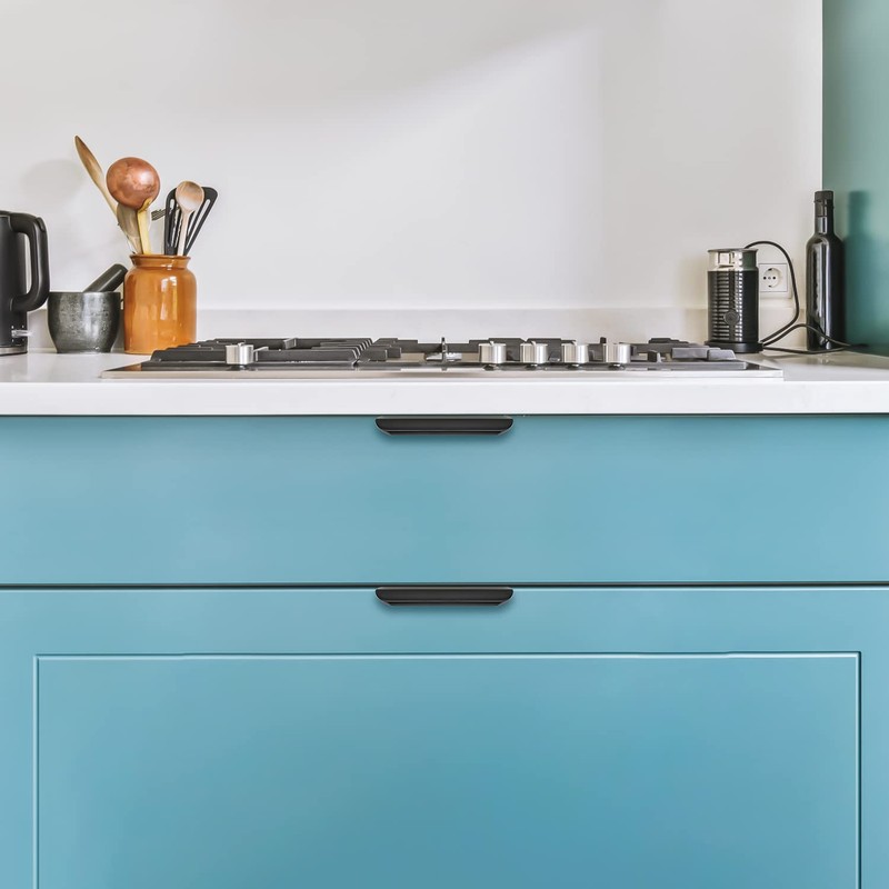 Ravinte Hardware 6 Pack Black Cabinet Handles, Finger Edge Pull