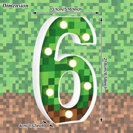 AXBMM 8.5" Pixel Game Light up Numbers Pixel Game Birthday Decorations Happy Birthday Light up Sign Pixel Pattern Game Theme Night Light Pixel Game Party Supplies Table Centerpieces (Number 6)