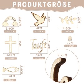 UPINS Pack of 120 Christening Confetti Wooden Doves Fish Rainbow Scatter Decoration Christening DIY Craft Wooden Christening Decoration for Boys Girls Confetti Decoration