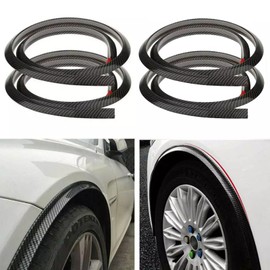 TuTuYa Fender Flares, 4.9Ft/1.5m Universal Carbon Fiber Car Wheel Fender Extension Moulding Flares Auto Tyre Eyebrow Trim Strip Stick Out Edge,Pack of 4 PCS