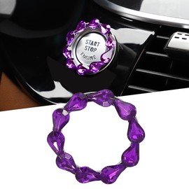 TOMALL Bling Car Engine Start Button Cover Bling Interior Crystal Push Start Button Ring Cap Sparkly Teardrop Gem Ignition Ring Rhinestone Engine Start Stop Trim Decorations Universal for Car (Purple)