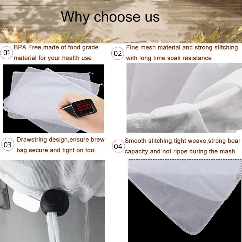 Brewing Filter Bags, 2 Pack 250 Micron Fine Mesh Bag