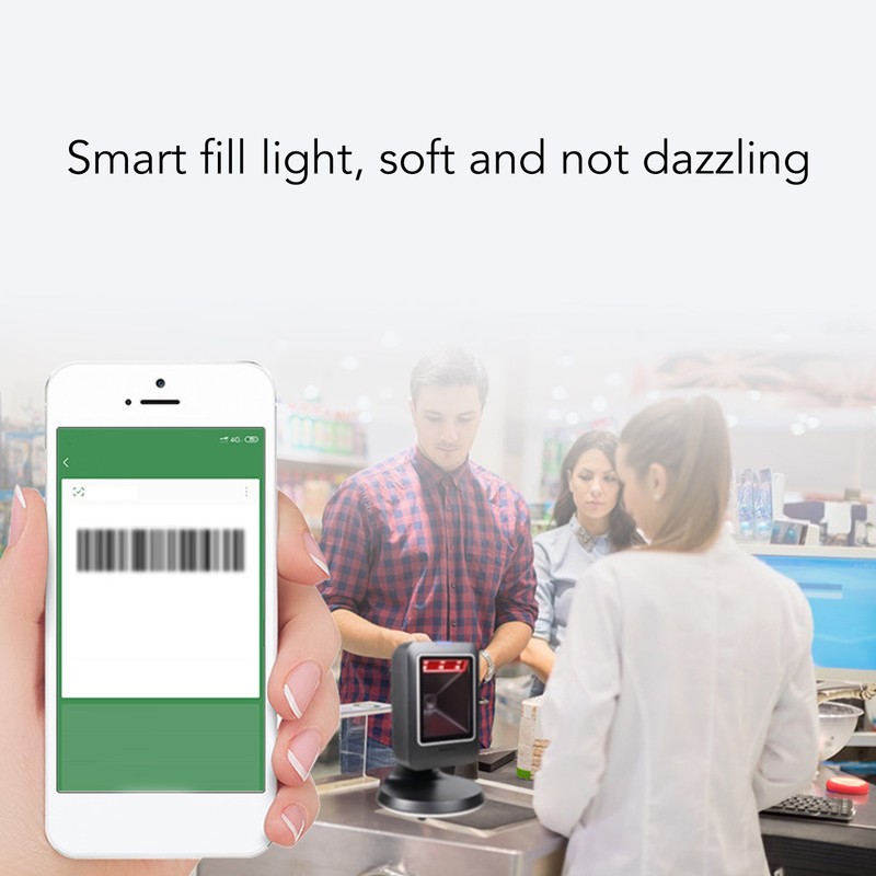 2D Hands Free Barcode Scanner QR Barcode Omnidirectional USB Wired