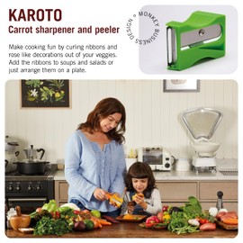 Karoto Carrot Sharpener | Vegetable Peeler | Veggie Peeler & Cucumber Peeler | Fun Kitchen Gadgets | from a Series of Unique Peelers for Kitchen | Fun Kitchen Stuff | by Monkey Business (Green)