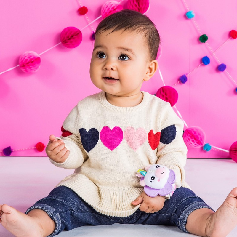 Bright Starts Rattle & Teethe Wrist Pals Toy, Unicorn &