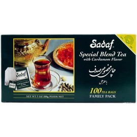 Sadaf Cardamom Tea Bags - Special Blend Tea with Cardamom - Ceylon Black Tea - Quicktea Product harvested in Sri Lanka - Family Pack - 100 Tea Bags