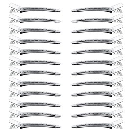 24 Pcs 3 1/2" Duck Bill Golden Alligator Metal Rustproof Hair Rollers Pins with Curl Clips Holes for Styling Coloring Hairdressing Salon Grip Flat Top Teeth Hairpins Care (Golden)