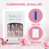 GlamRays 24 Pieces 3D Handmade False Nails with Charms, Flowers,