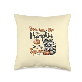 You Are The Pumpkin To My Spice Cute Raccoon Fall Autumn Throw Pillow