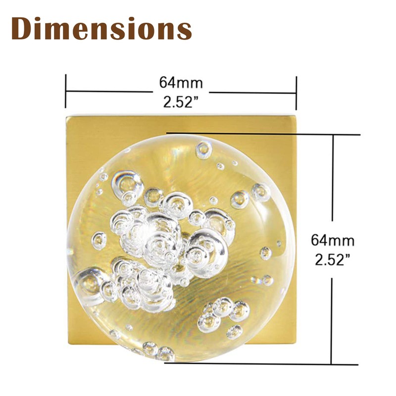 HIEMEY 2 Pcs Glass Dummy Door Knobs Interior, Gold Crystal