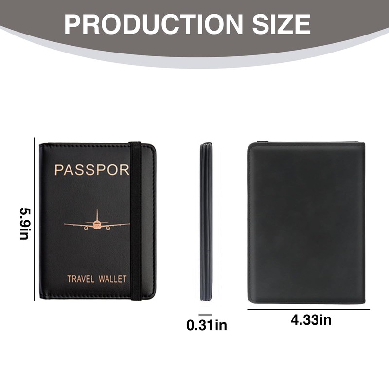 Ethlomoer RFID Blocking PU Leather Passport Holder with Card Slot