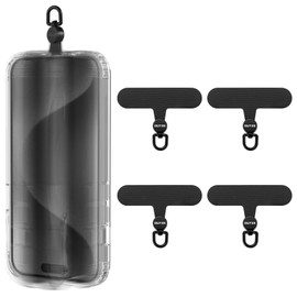 OUTXE Phone Tether Tab Rotatable 360°, 4 Pack Phone Lanyard Patch for Phone Strap Compatible iPhone & Other Cell Phone (Black)