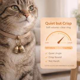 kcrygogo Copper Collar Bell for Small Pet, 0.7 inch Bell for Cats and Dogs,Noise NOT LOUD Come with Silver Pet Anti-Lost ID Pendant Tags (2Set)