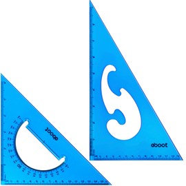 EBOOT 2 Pack Large Transparent Triangle Ruler Set Square Plastic, 30/60 and 45/90 Degrees Angle Drafting Quilting Drawing Tool School Classroom Office Triangular Rulers(Blue)