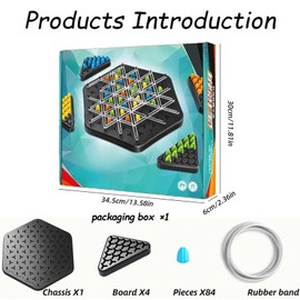 VIDSTW Triggle Game Triangle Chess Game Educational Triangle Chess Game Interesting Triggle Board Game Strategy Game with Rubber Bands Triangle for Family Reunions, Meetings with Friends