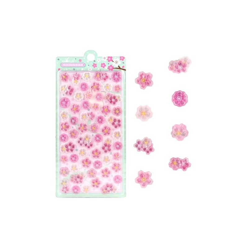 Cute Light Green Cherry Blossom Puff Stickers Kawaii Mini Puffy