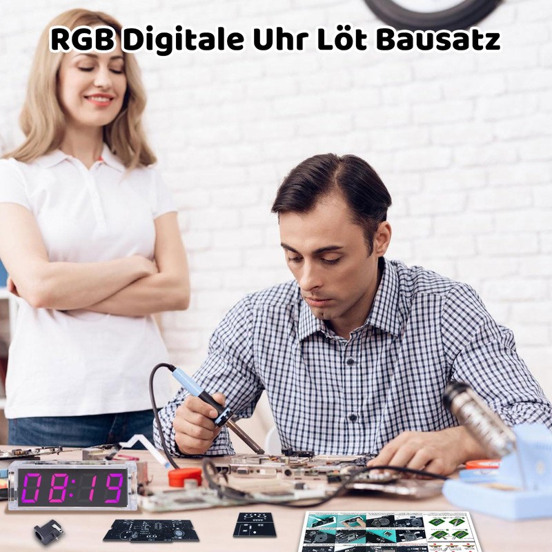 ElektoLoter LED Digital Clock Soldering Kit, 4-Digit DIY Alarm Clock