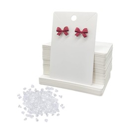 OHYER 100 Stück Schmuckkarten Ohrring Display Karten Schmuck Halskette Display Halter Karten 200 Stück Ohrring-Verschlüsse Leere Papieranhänger für DIY Verpackung Ohr Schmuck Ohrstecker und Halsketten