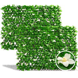 DOEWORKS Expandable Fence Privacy Screen for Balcony Patio Outdoor, Faux Ivy Fencing Panel for Backdrop Garden Backyard Home Decorations - 2PACK