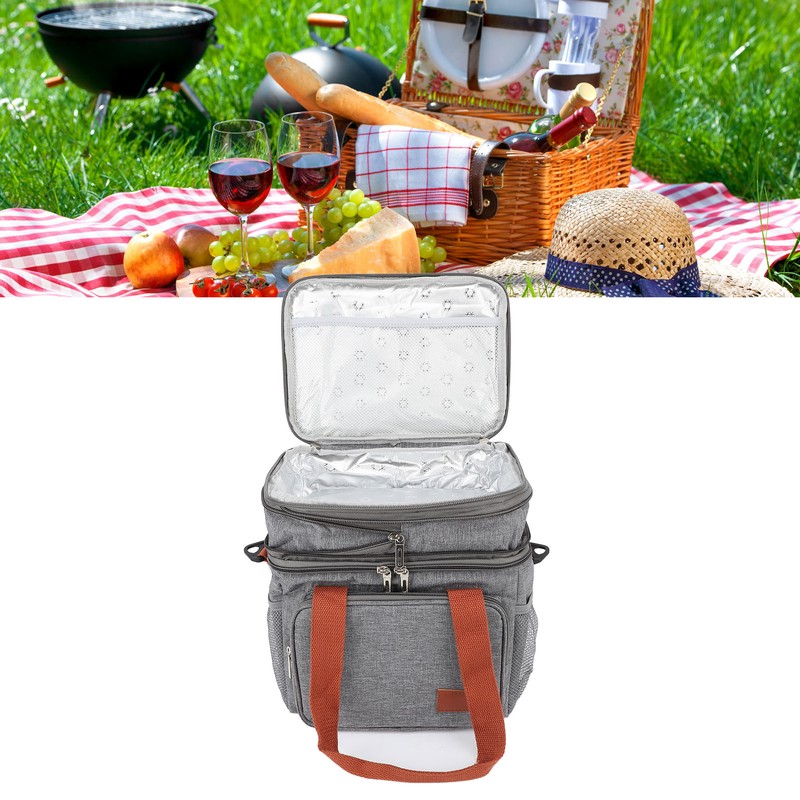 Insulated Lunch Bag 2 Layer Leakproof 14L Large Capacity Handheld