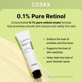 COSRX The Retinol 0.1 Cream, Anti-Wrinkle Cream with Retinol and Hyaluronic Acid, Face and Eye Cream Against Wrinkles and Dark Circles, Anti Pimple Cream Against Blemished Skin, Korean Skincare