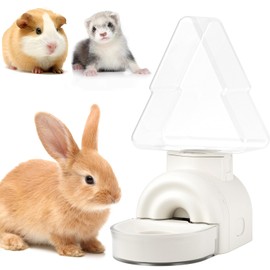 mini&moe Rabbit Water Bottle - 17.6oz Guinea Pig Water Bottle No Drip for Cage Automatic Gravity Silent Hanging Bunny Water Dispenser with Floating Bowl for Hamster, Gerbils, Ferret, Chinchilla