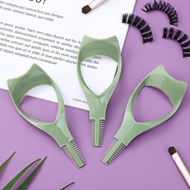 Kit de 3 Protectores de Rímel y Tarjeta de Delineador de Ojos de Plástico Verde para Aplicación Fácil de Máscara y Delineador para Principiantes