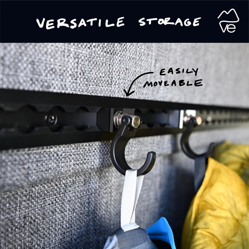VanEssential Venture L-Track Spring Loaded Adjustable Gear Hook - Black