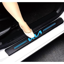 4Pcs Compitable with KIA Car Door Threshold Protection Stickers, Car Door Sill Protector Reflective 4D Carbon Fiber Sticker Decorative Door Entry Guard Door Sill Scuff Plate Film for Kia