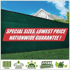 ColourTree Customized Size Fence Screen Privacy Screen Green 4' x 4' - Commercial Grade 170 GSM - Heavy Duty - Cable Zip Ties Included