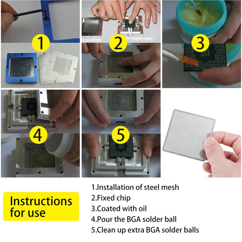 27Pcs Universal Directly Heat BGA Reballing Net Stencils Templates For