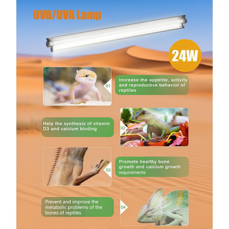 MouMouPurr 24W T5 UVB Reptile Light Fixture Combo Kit –