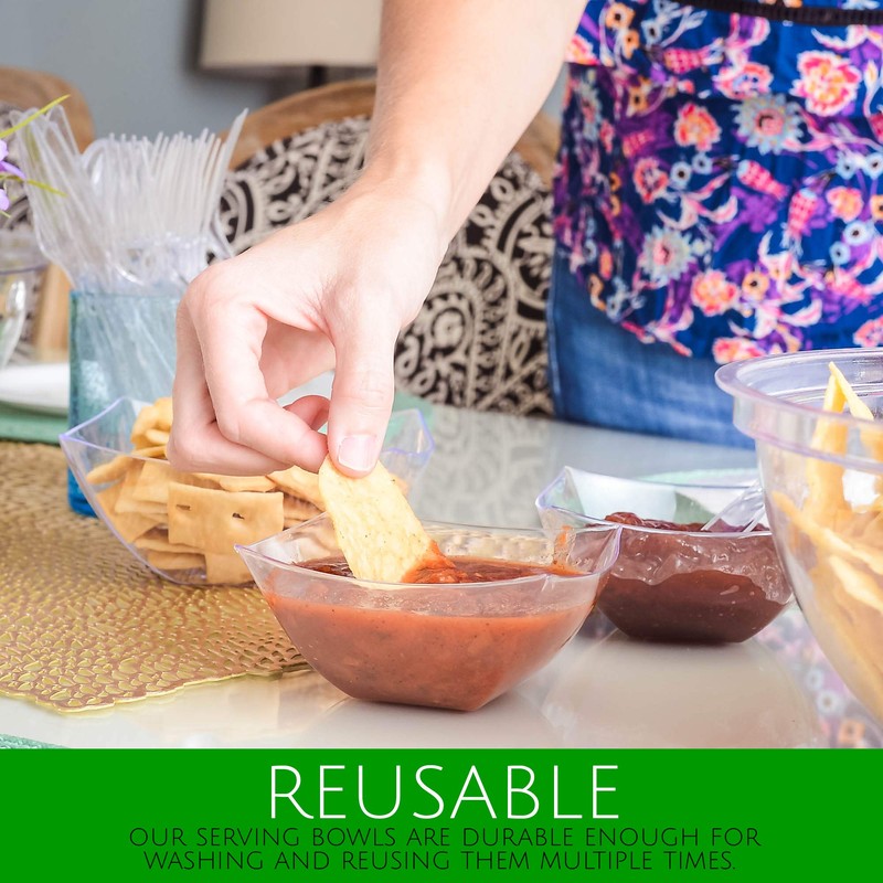 PLASTICPRO Disposable Square Serving Bowls, Party Snack or Salad Bowl,