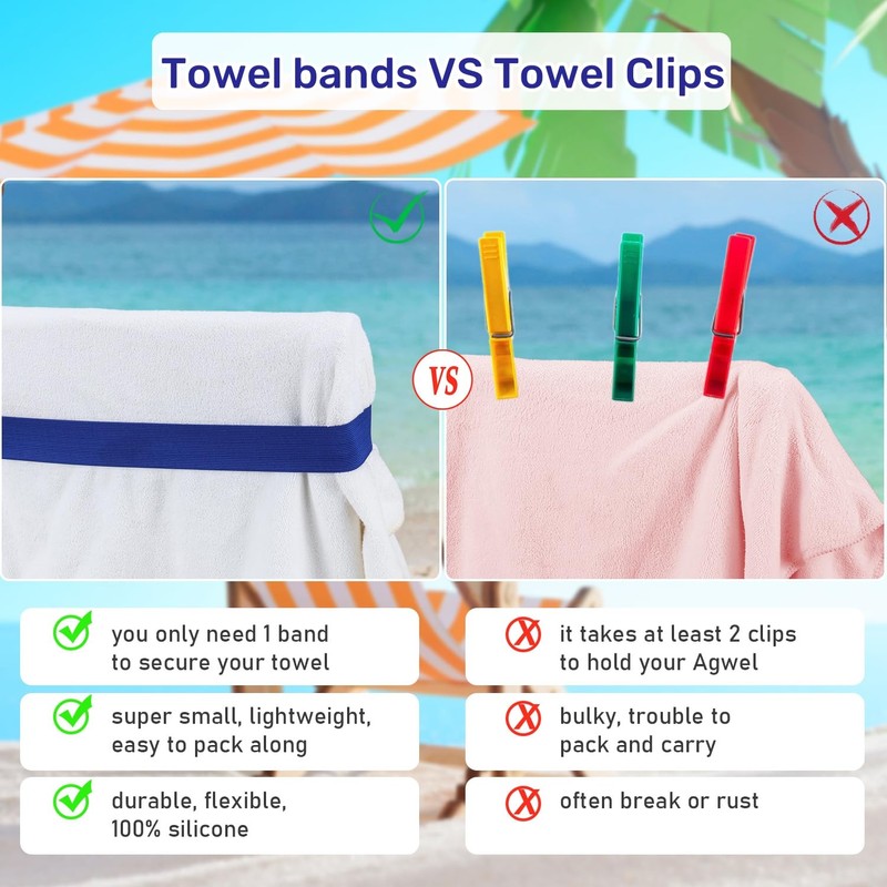 Beach Towel Bands (4 Pack), Beach Chair, Pool Chairs &