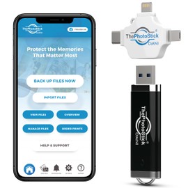 ThePhotoStick ThePhotoStick? Omni 128GB - Secure Photo & Video Backup and Transfer | Digital File Organization | USB & Multiport Connection for Phones, Tablets and Computers | Portable Memory | External Storage