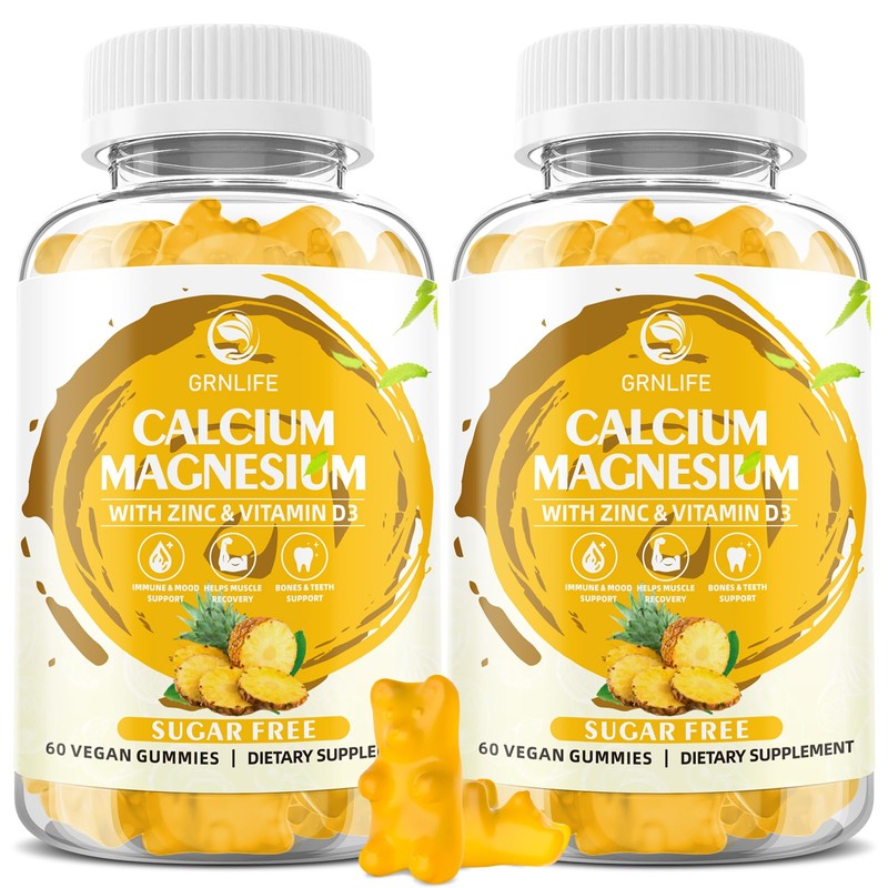Calcium Magnesium Zinc Gummies with Vitamin D3, Sugar Free Calcium