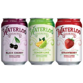 Grocerama Waterloo Sparkling Water Variety Pack - Black Cherry, Lemon-Lime, Strawberry, 18 pk./12 oz.