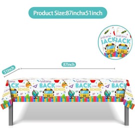 XCKALI 2 Pieces Back to School Party Tablecloths First Day of School Party Decor Welcome Back to School Party Tablecloth (51 x 87 Inch)