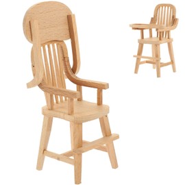 jojofuny Dollhouse Wooden High Chair, Miniature Highchair, Mini House Supplies, Mini Doll Furniture 1:12 Scale Desktop Chair Decoration Accessories