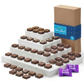 Fairytale Brownies Hanukkah Magic Morsel 48 Gourmet Chocolate Kosher Food Gift Basket - 1.5 Inch x 1.5 Inch Bite-Size Brownies - 48 Pieces - Item LK448
