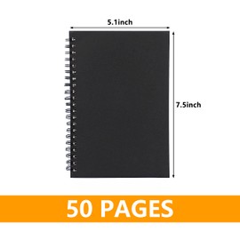 Ykimok 2 Pack College Ruled Notebook, Soft Black Cover Spiral Notebook, Memo Notepad Sketchbook, Students Office Business Diary Spiral Book Journal,100 Pages, 50 Sheets, 7.5x 5.1 Inches