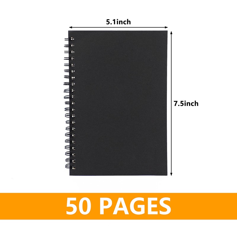 Ykimok 2 Pack College Ruled Notebook, Soft Black Cover Spiral