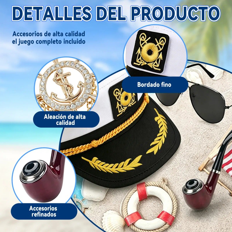 5 Set Sombrero Ajustable Capitan Marinero Gorro Gorra Yate
